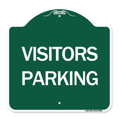 SIGNMISSION Parking Lot Sign Visitors Parking, Green & White Aluminum Sign, 18" x 18", GW-1818-24622 A-DES-GW-1818-24622